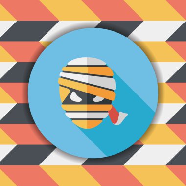 Cadılar Bayramı mumya düz simgesi ile uzun gölge, eps10