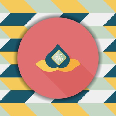 Çin yeni yılı şeftali ile uzun shad ölümsüzlük düz simgesinin