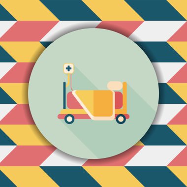 uzun gölge ile hastane yatak düz simgesi