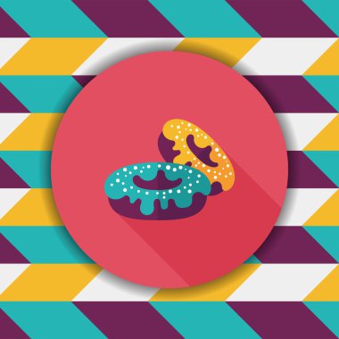 Donut düz simgesi ile uzun gölge, eps10