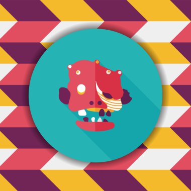 Cadılar Bayramı zombi düz simgesi ile uzun gölge, eps10