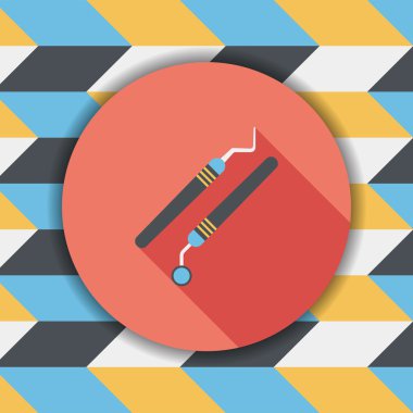 uzun gölge ile diş ekipman düz simgesi