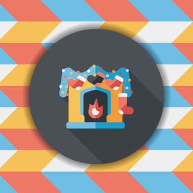 Noel şömine süsleme düz simgesiyle uzun gölge eps10