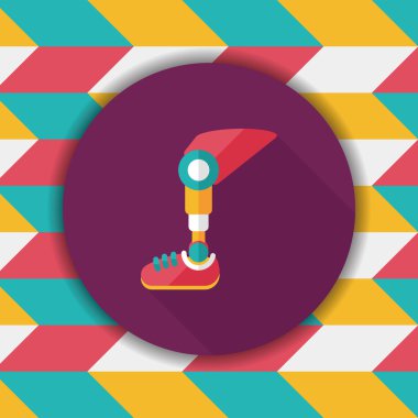 Protez bacak uzun gölge düz simgesi