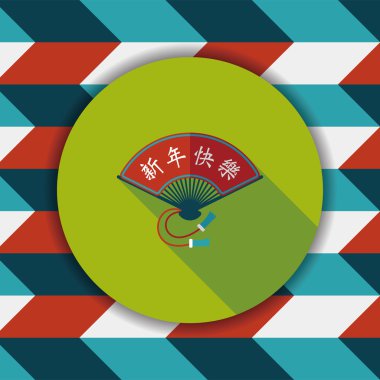 Çin yeni yılı uzun gölge, eps10, ile düz simgesi fan w katlama