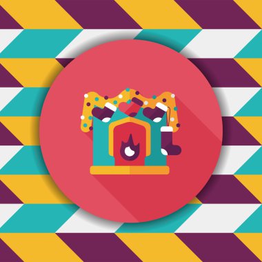 Noel şömine süsleme düz simgesiyle uzun gölge eps10