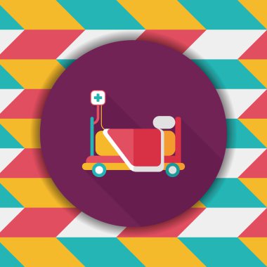 uzun gölge ile hastane yatak düz simgesi