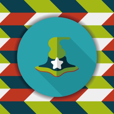 Cadı şapkası düz simgesi ile uzun gölge, eps10