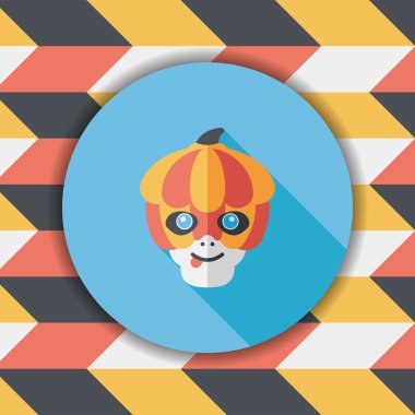 Balkabağı canavarı düz simgesi ile uzun gölge, eps10