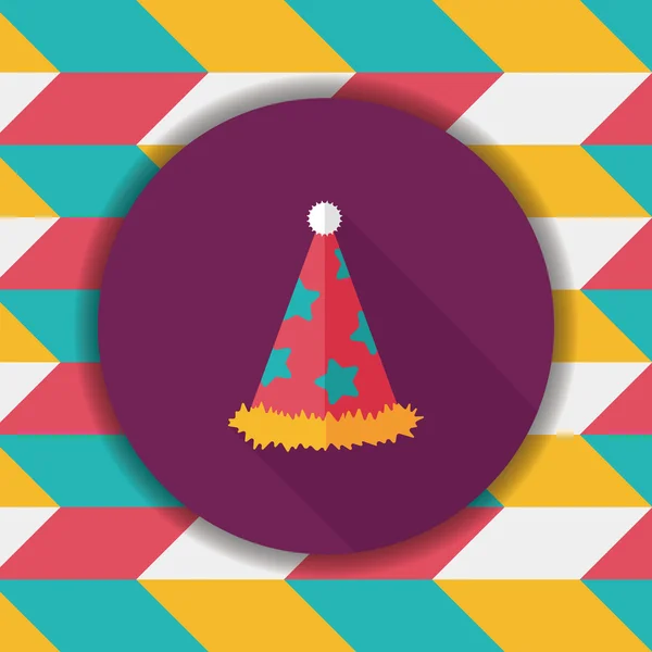 Sombrero de fiesta de cumpleaños icono plano con sombra larga, eps10 — Archivo Imágenes Vectoriales