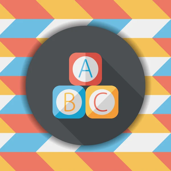 ABC blokken platte pictogram met lange schaduw, eps 10 — Stockvector