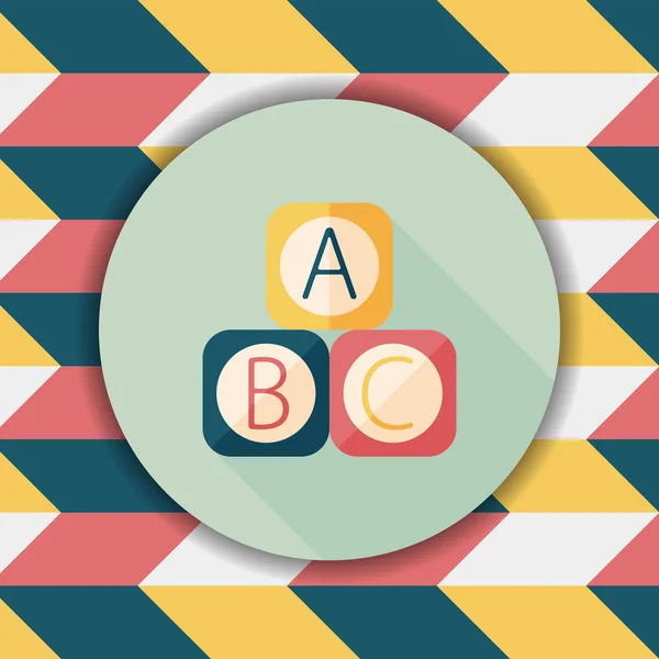 ABC bloquea icono plano con sombra larga, EPS 10 — Archivo Imágenes Vectoriales