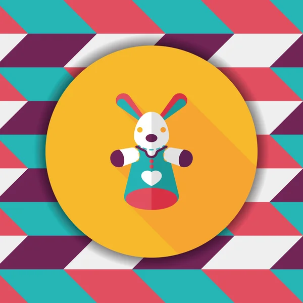 Rabbit hand puppet flat icon with long shadow, eps10 — стоковый вектор