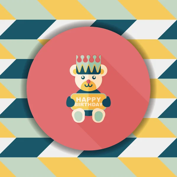 Anniversaire ours icône plate avec ombre longue, eps10 — Image vectorielle