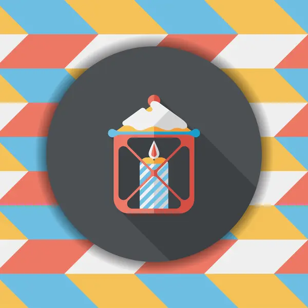 Bougie de Noël icône plate avec ombre longue, eps10 — Image vectorielle