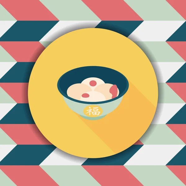 Chinese New Year tangyuan flat icon with long shadow, eps10 — стоковый вектор