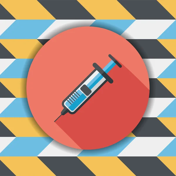 Syringe flat icon with long shadow — Stock Vector