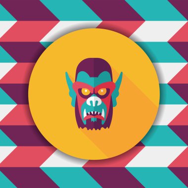 Cadılar Bayramı şeytan düz simgesi ile uzun gölge, eps10