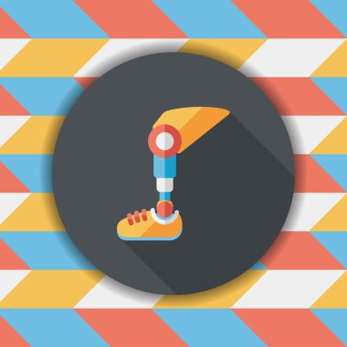 Protez bacak uzun gölge düz simgesi