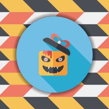 Cadılar Bayramı Balkabağı uzun gölge, eps10 kutusunu düz simge şeklinde