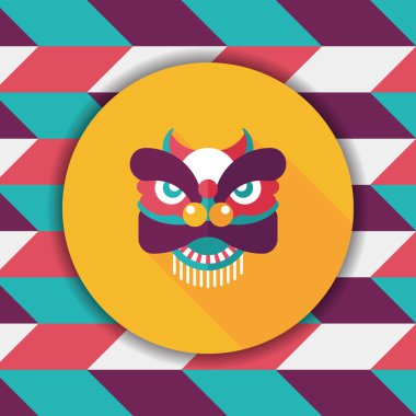 Çin yeni yılı düz simgesi ile uzun gölge, eps10, dragon ve