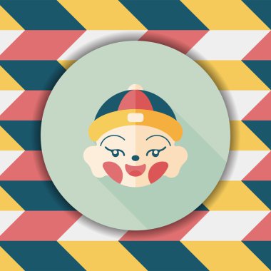 Çin yeni yılı çocuk düz simgesi ile uzun gölge, eps10