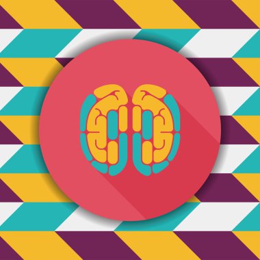 beyin uzun gölge düz simgesi