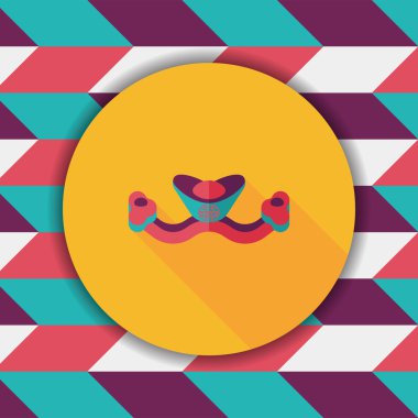 Çin yeni yılı düz uzun gölge, eps10, Altın külçe ile kutsal kişilerin resmi bana