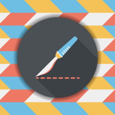 neşter ile uzun gölge düz simgesi kesmek