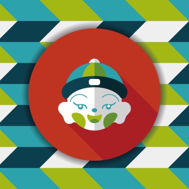 Çin yeni yılı çocuk düz simgesi ile uzun gölge, eps10