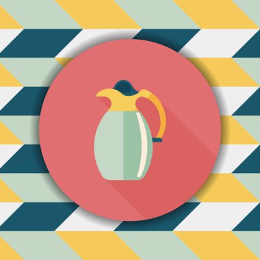 Uzun Gölge, eps10 ile kahve su ısıtıcısı düz simgesi