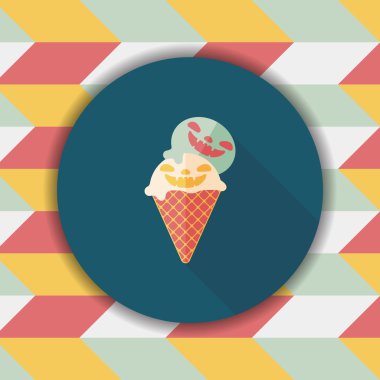 Cadılar Bayramı dondurma düz simgesi ile uzun gölge, eps10