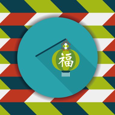 Çin yeni yılı uzun gölge, eps10, Çinli şenlik ile düz simgesi