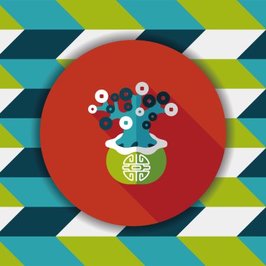 Çin yeni yılı uzun gölge, eps10, Çinli bir dekor ile düz simgesi