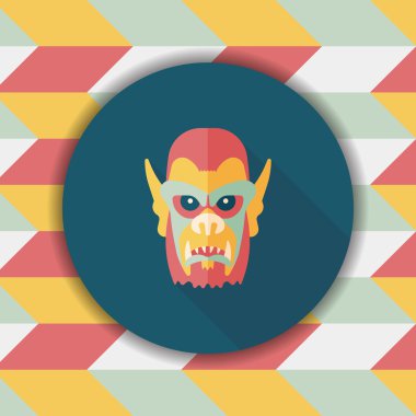 Cadılar Bayramı şeytan düz simgesi ile uzun gölge, eps10