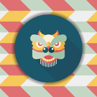 Çin yeni yılı düz simgesi ile uzun gölge, eps10, dragon ve