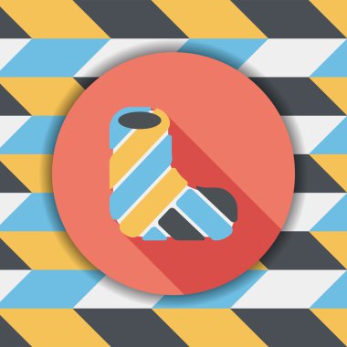 Kırık bacak alçı düz simgesi ile uzun gölge