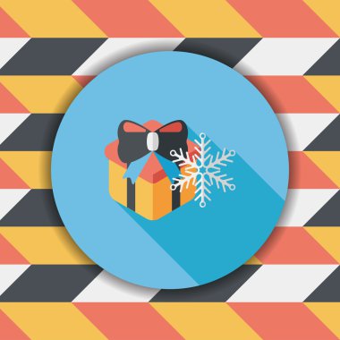 Noel hediye düz simgesi ile uzun gölge, eps10