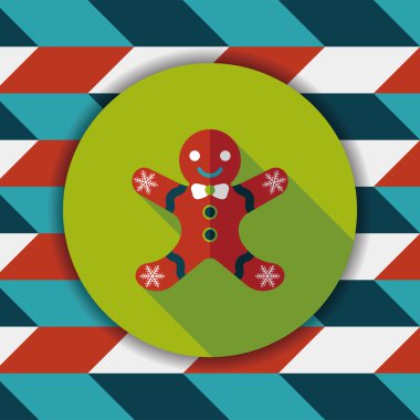 Zencefilli kurabiye adam düz simgesi ile uzun gölge, eps10