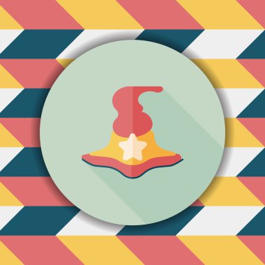 Cadı şapkası düz simgesi ile uzun gölge, eps10