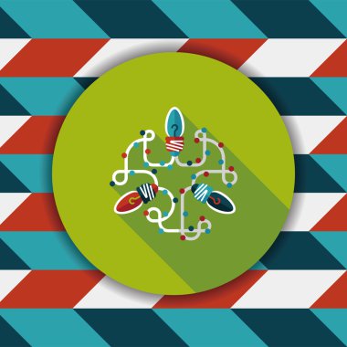 Boże Narodzenie światła płaskie ikona z długi cień eps10