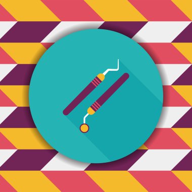 uzun gölge ile diş ekipman düz simgesi