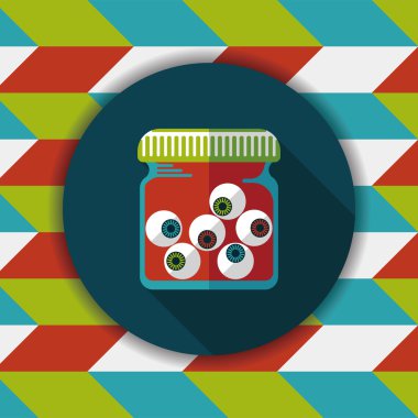 Cadılar Bayramı göz düz simgesi ile uzun gölge, eps10