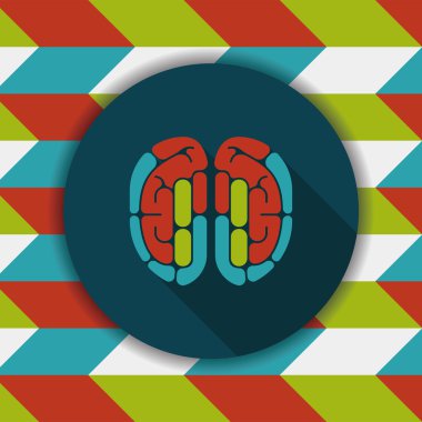 beyin uzun gölge düz simgesi