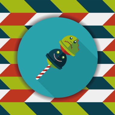 Cadılar bayramı şekeri düz simgesi ile uzun gölge, eps10