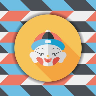 Çin yeni yılı çocuk düz simgesi ile uzun gölge, eps10