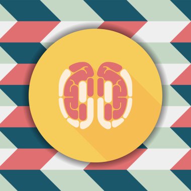 beyin uzun gölge düz simgesi