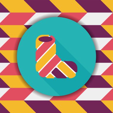 Kırık bacak alçı düz simgesi ile uzun gölge