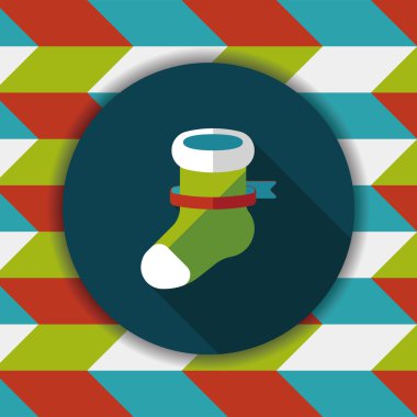 calcetín de Navidad icono plana con sombra, eps10