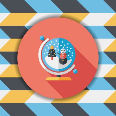 Snow globe ve hediyeler uzun gölge, eps 10 düz simgesi